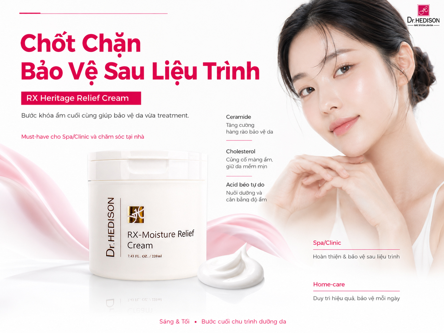 Kem Dưỡng Phục Hồi Hàng Rào Bảo Vệ Da Rx-Moisture Relief Cream Dr.HEDISON 220ml