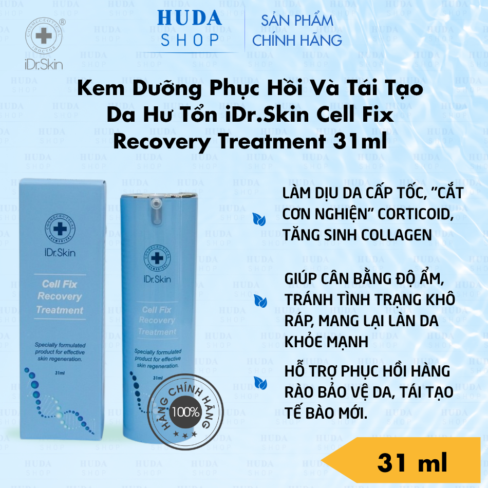 Kem Dưỡng Phục Hồi Và Tái Tạo Da Hư Tổn iDr.Skin Cell Fix Recovery Treatment 31ml