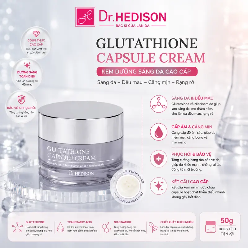 Kem Dưỡng Sáng Da Cao Cấp Glutathione Toning Cream Dr.HEDISON 50g