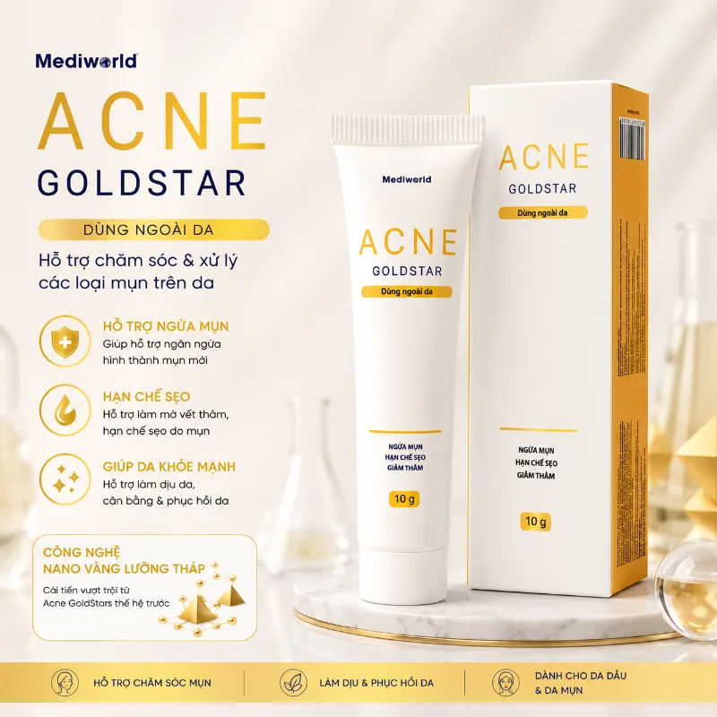 Kem Giảm Mụn, Giảm Thâm, Phục Hồi Da Mediworld Acne GoldStar 10g