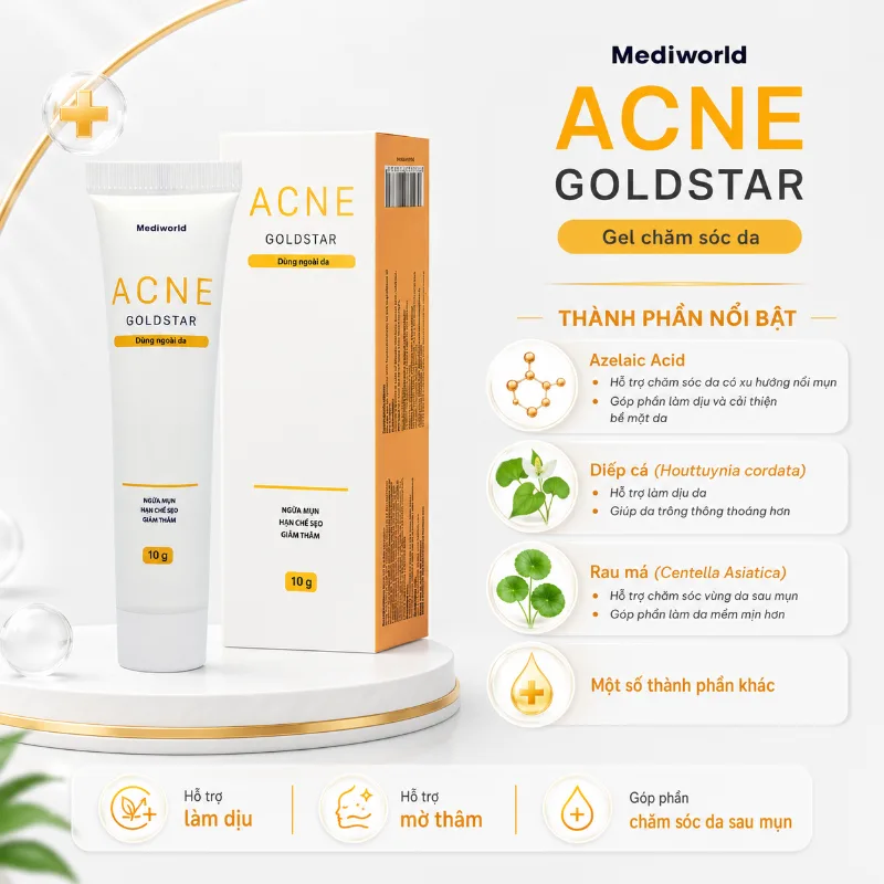 Kem Giảm Mụn, Giảm Thâm, Phục Hồi Da Mediworld Acne GoldStar 10g