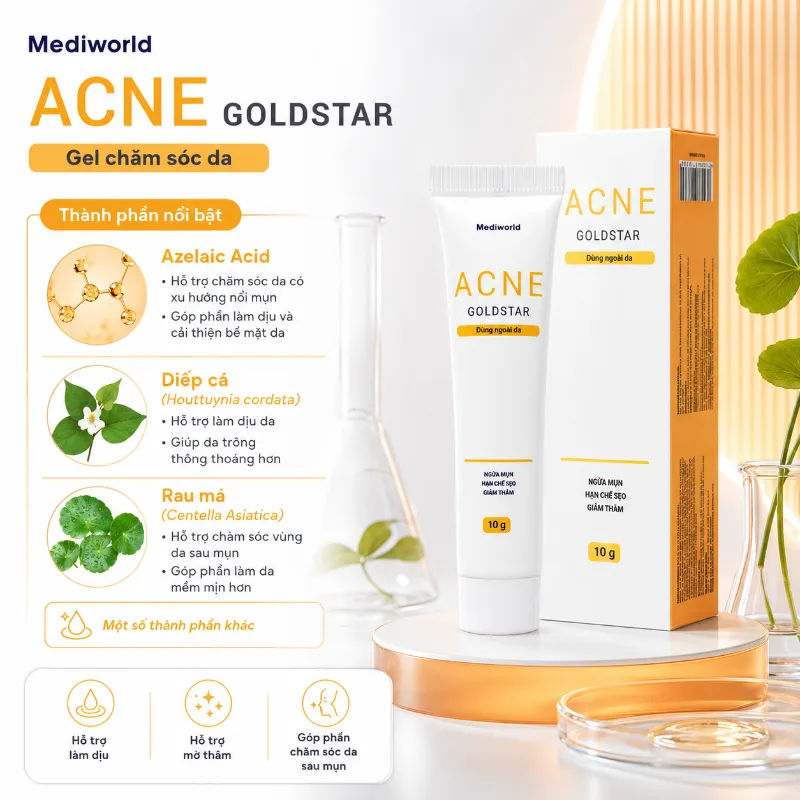 Kem Giảm Mụn, Giảm Thâm, Phục Hồi Da Mediworld Acne GoldStar 10g