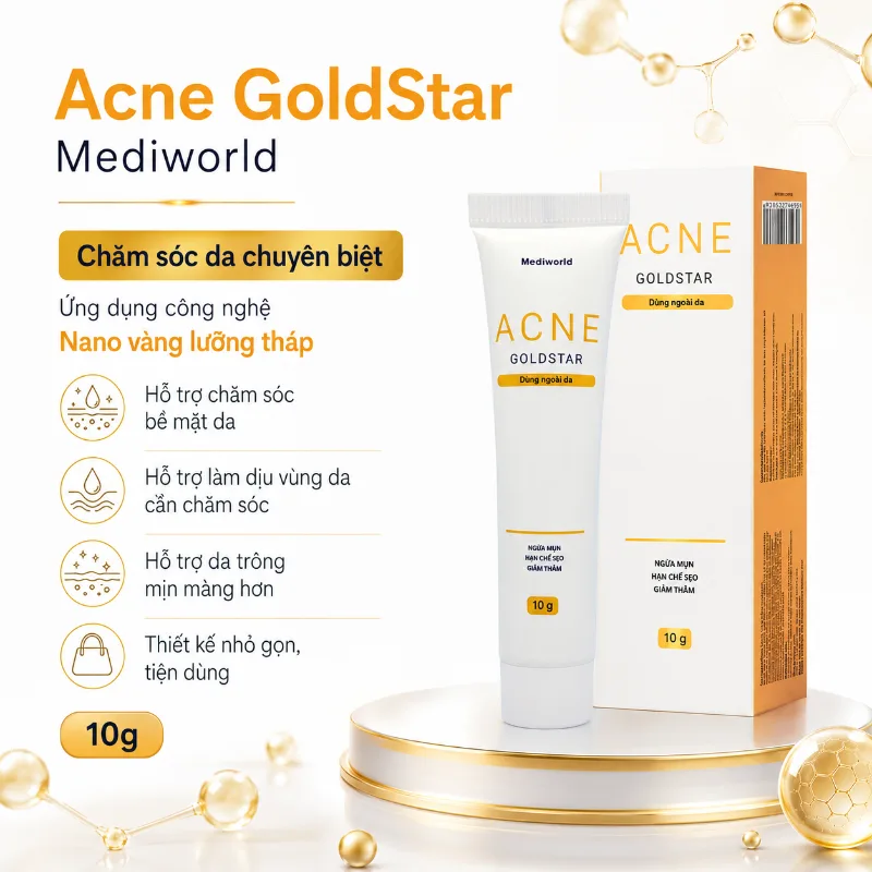 Kem Giảm Mụn, Giảm Thâm, Phục Hồi Da Mediworld Acne GoldStar 10g