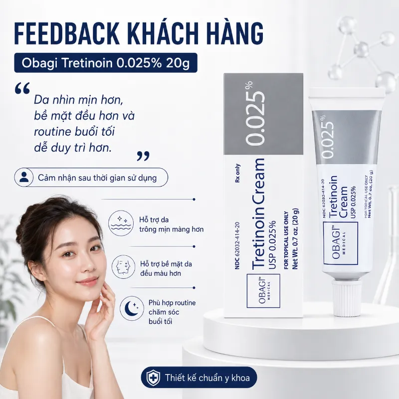 Kem Hỗ Trợ Giảm Mụn, Cải Thiện Thâm & Đều Màu Da Obagi Tretinoin 0.025% 20g Chính Hãng