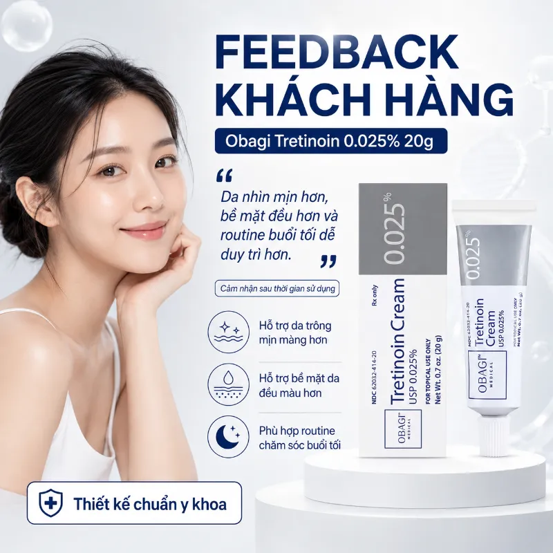 Kem Hỗ Trợ Giảm Mụn, Cải Thiện Thâm & Đều Màu Da Obagi Tretinoin 0.025% 20g Chính Hãng