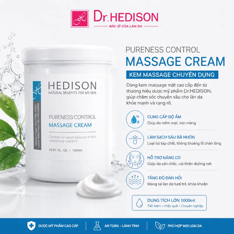 Kem Massage Chuyên Nghiệp Pureness Control Massage Cream Dr.HEDISON 1000ml