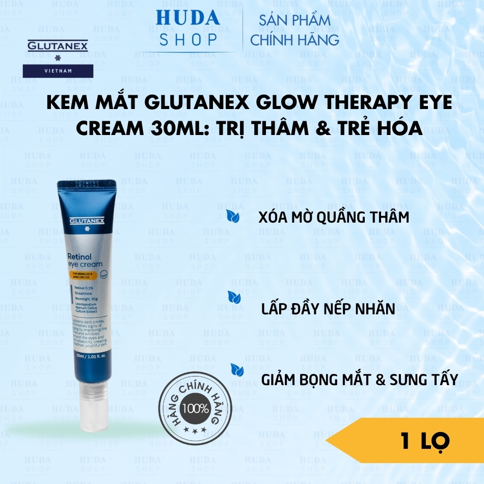 Kem Mắt Glutanex Glow Therapy Eye Cream 30ml: Trị Thâm & Trẻ Hóa