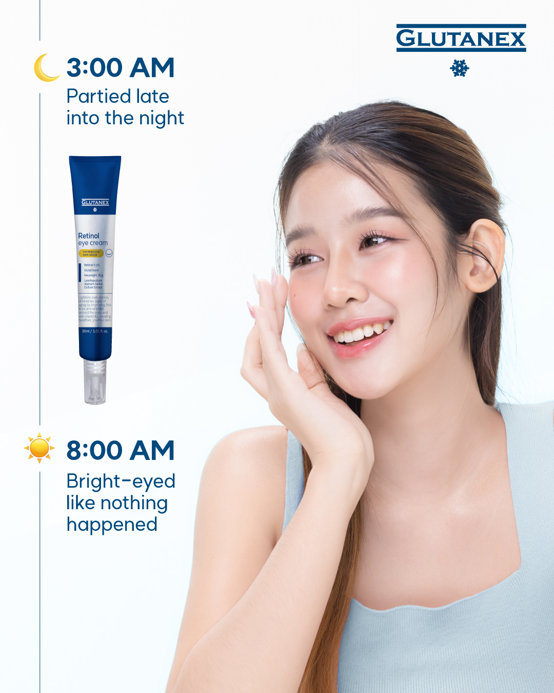 Kem Mắt Glutanex Glow Therapy Eye Cream 30ml: Trị Thâm & Trẻ Hóa