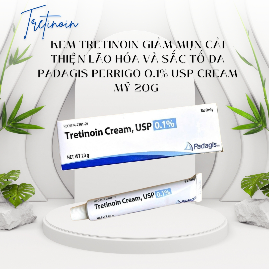 Kem Tretinoin Hỗ Trợ Giảm Mụn, Cải Thiện Dấu Hiệu Lão Hóa Da Padagis Perrigo 0.1% USP Cream Mỹ 20g Chính Hãng
