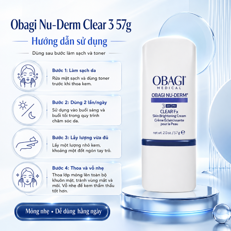 Kem Hỗ Trợ Mờ Nám, Cải Thiện Sắc Tố & Đều Màu Da Obagi Nu-Derm Clear Fx Số 3 57g Chính Hãng