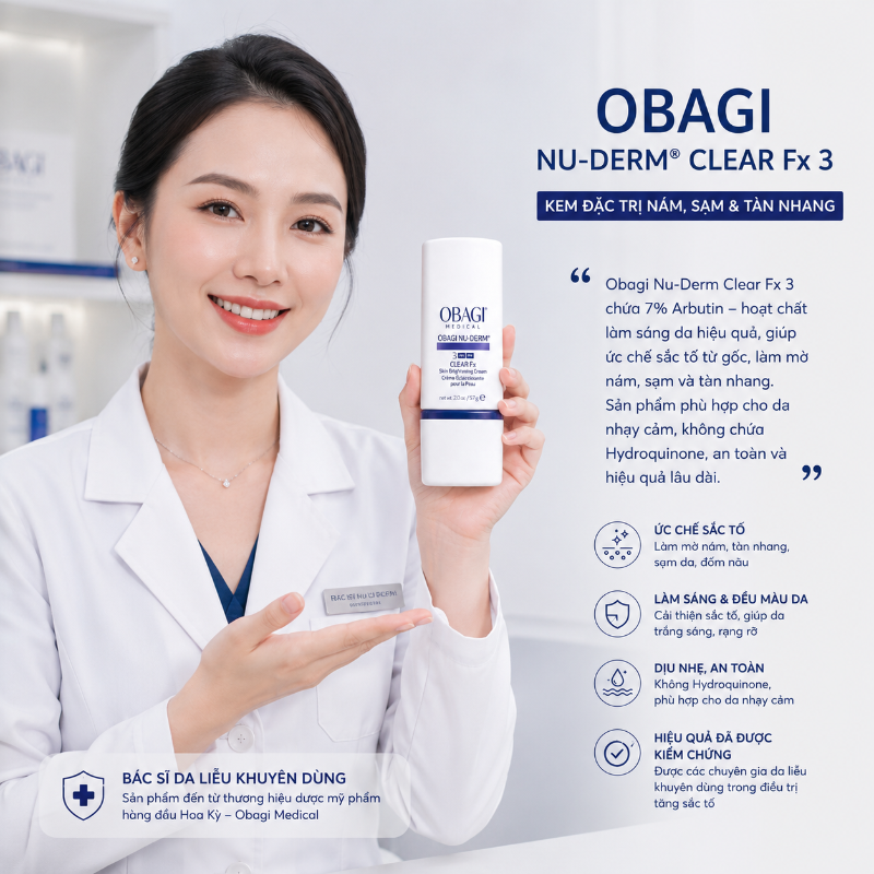 Kem Hỗ Trợ Mờ Nám, Cải Thiện Sắc Tố & Đều Màu Da Obagi Nu-Derm Clear Fx Số 3 57g Chính Hãng