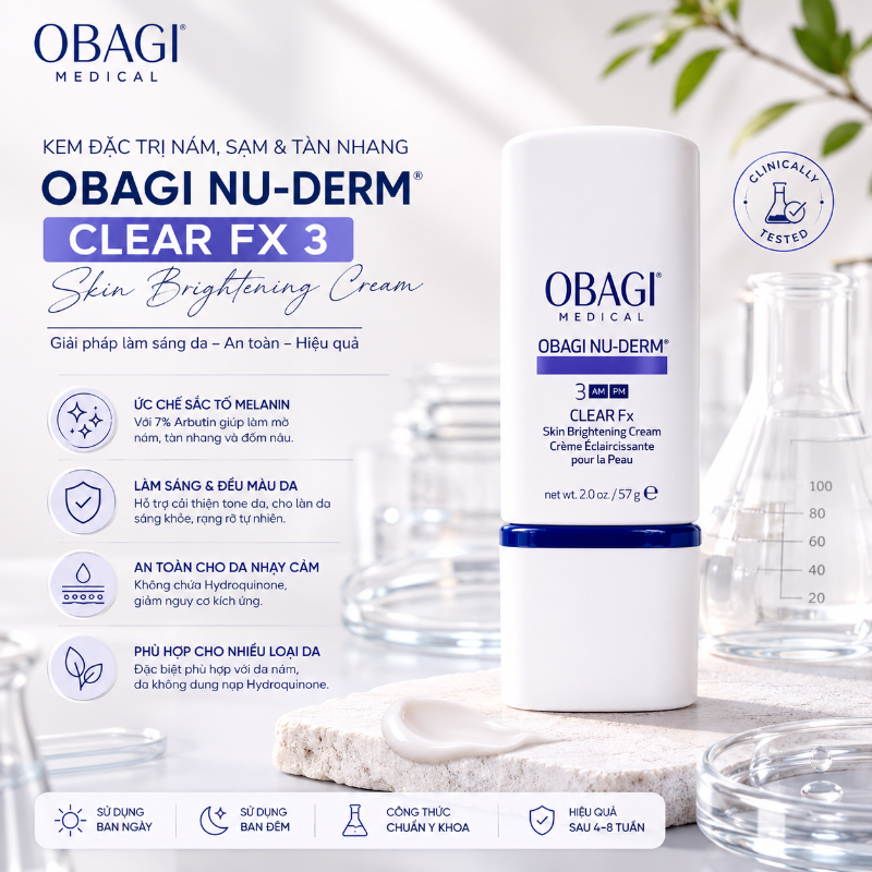 Kem Hỗ Trợ Mờ Nám, Cải Thiện Sắc Tố & Đều Màu Da Obagi Nu-Derm Clear Fx Số 3 57g Chính Hãng