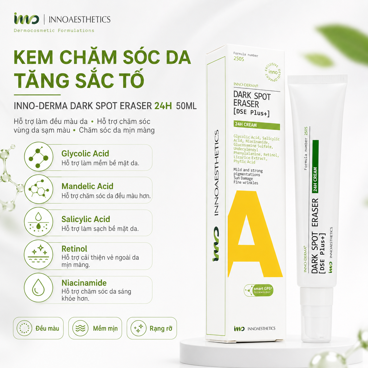 Kem Xóa Thâm, Sạm Nám Innoaesthetics Inno-Derma Dark Spot Eraser 24H 50ml