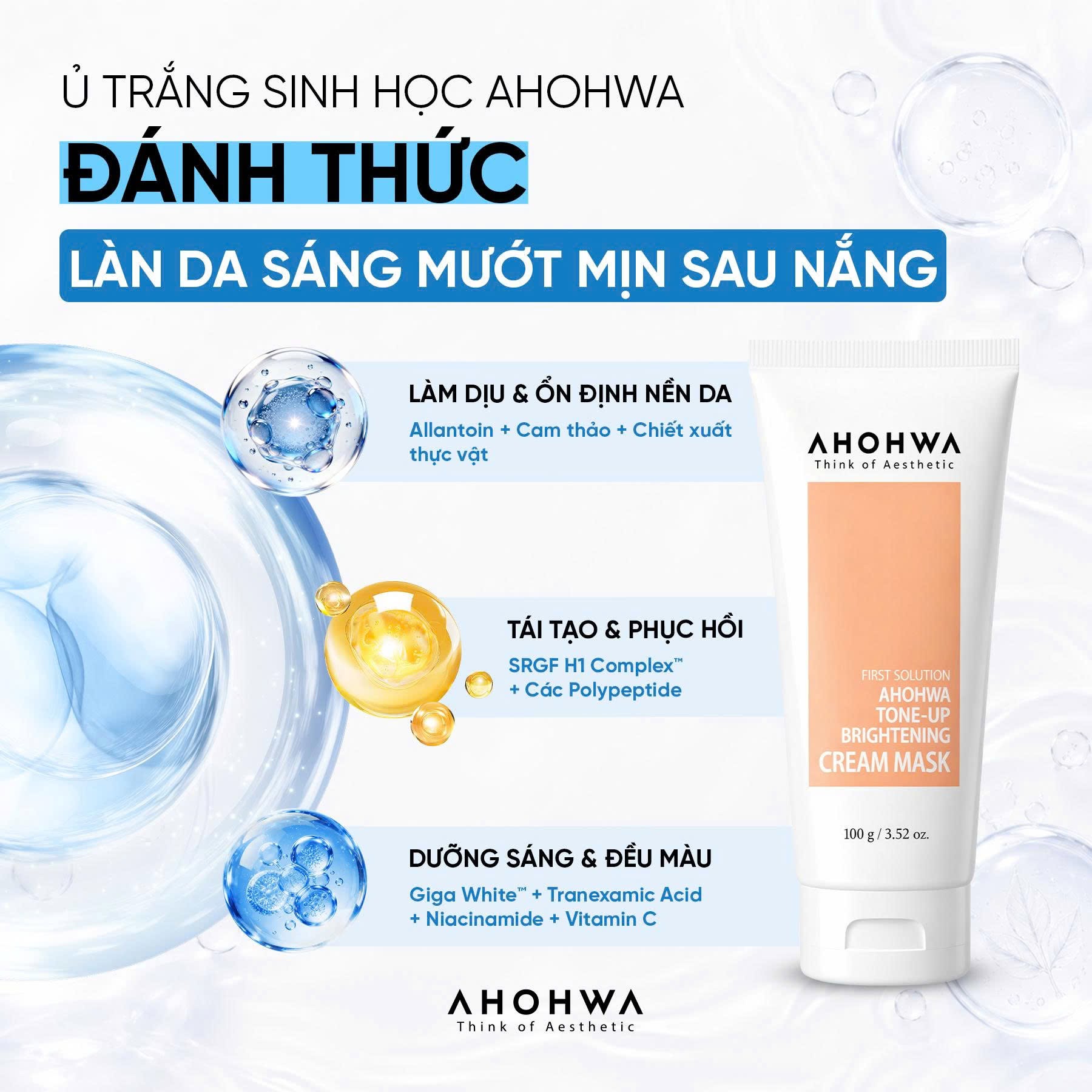 Kem chống nắng hiệu chỉnh sắc tố X5 bảo vệ da Ahohwa After Solution Inten Cure Shield Plus Mild Sun Cream SPF50+/Pa++++
