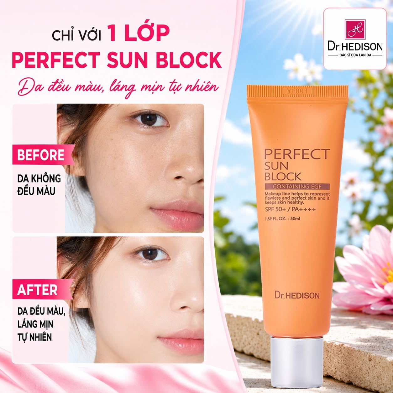 Kem chống nắng không trôi Perfect Sun Block 50ml Dr.Hedison 50ml