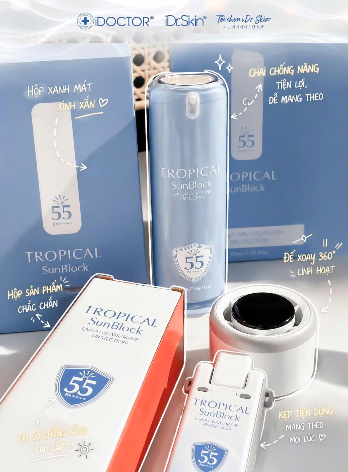 Kem chống nắng phổ rộng Idr.skin Tropical Sunblock SPF 55 PA++++