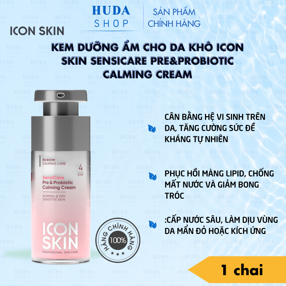 Kem dưỡng ẩm cho da khô Icon Skin SensiCare Pre&Probiotic Calming Cream