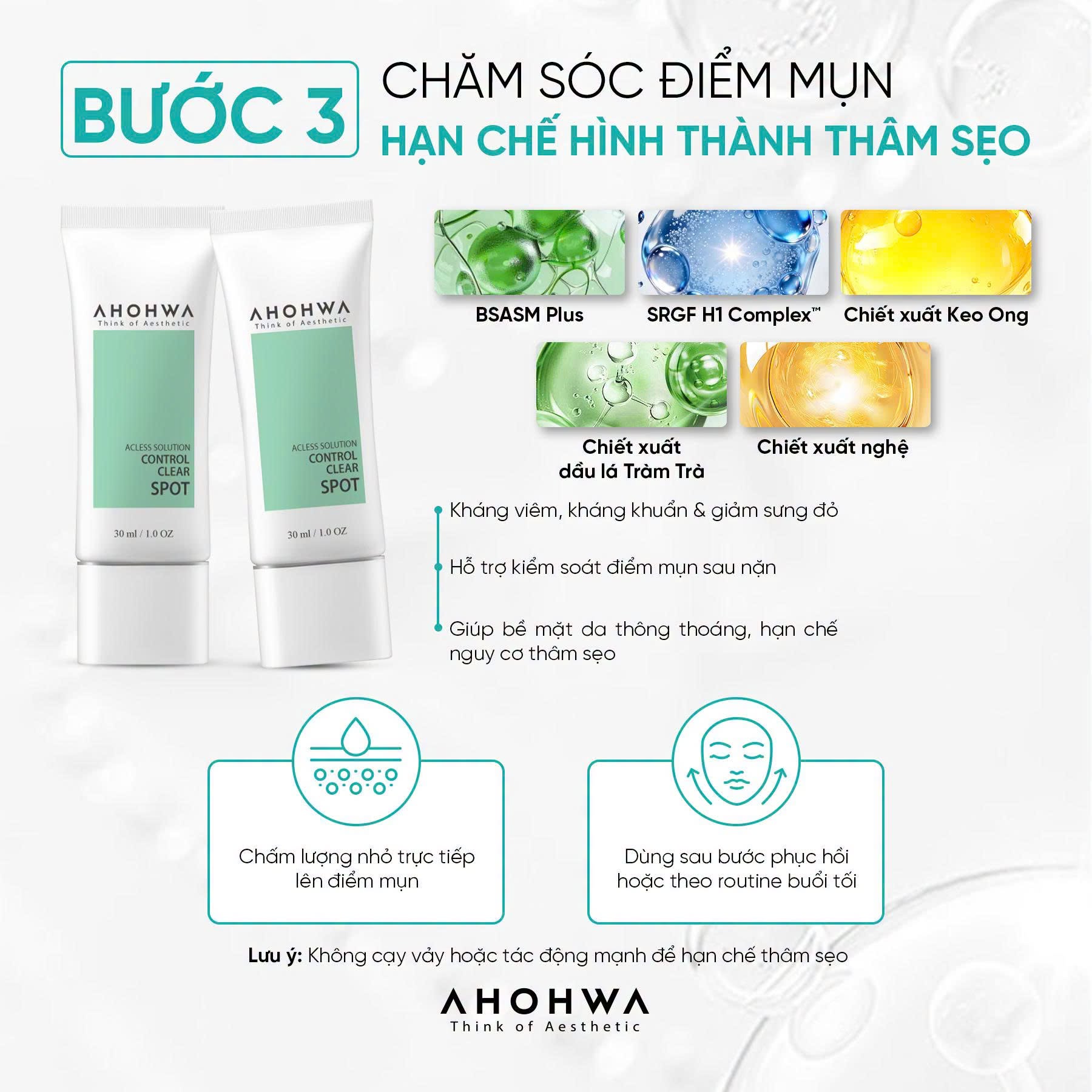 Kem dưỡng ẩm giảm mụn trứng cá Ahohwa Acless Solution Control Clear Cream