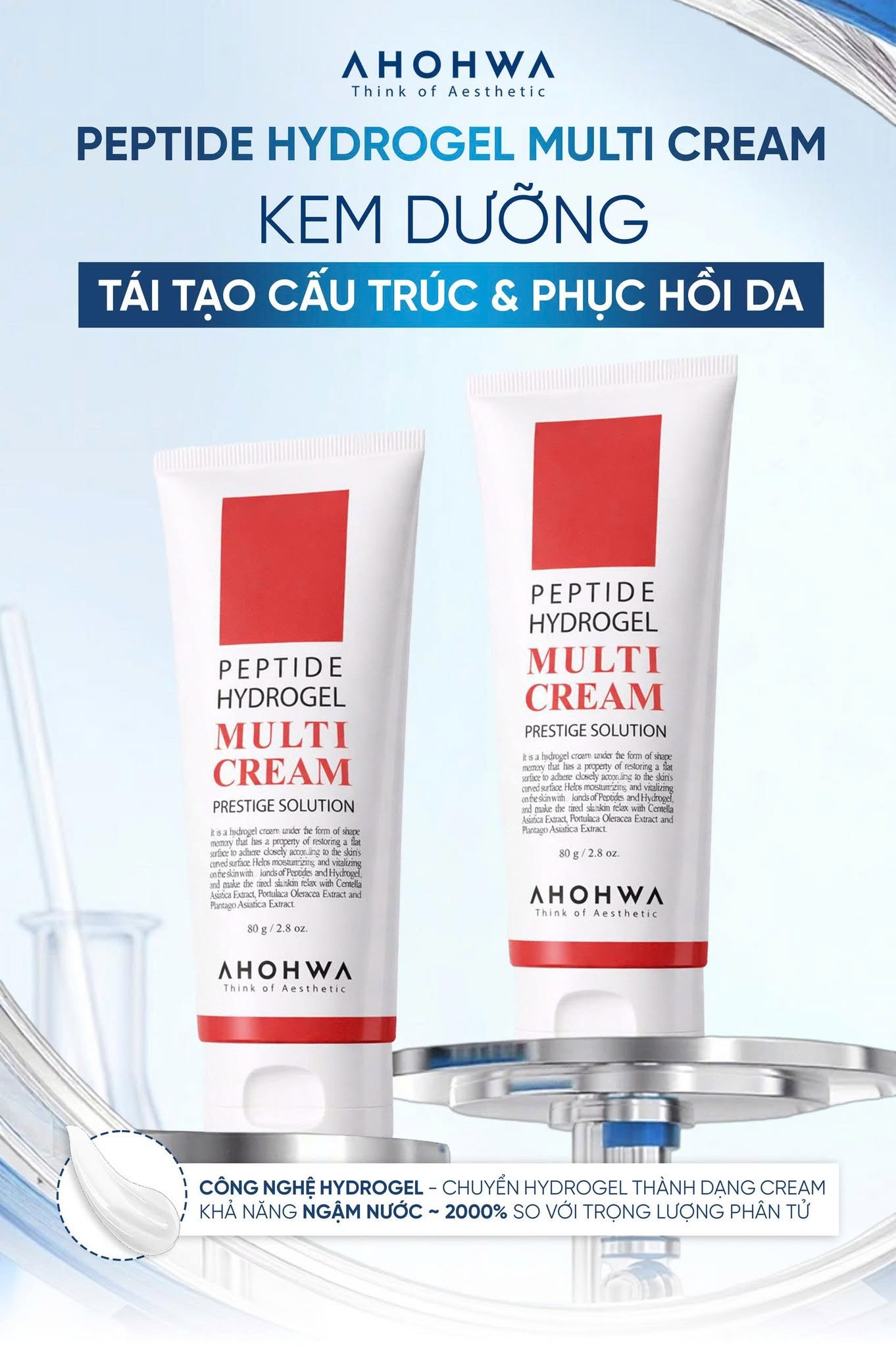 Kem dưỡng botox peptide phục hồi cải thiện nếp nhăn Ahohwa Prestige Solution Peptide Hydrogel Multi Cream