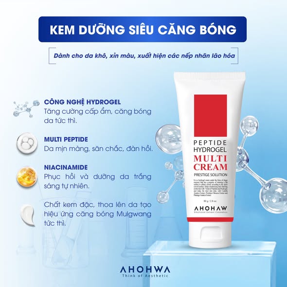 Kem dưỡng botox peptide phục hồi cải thiện nếp nhăn Ahohwa Prestige Solution Peptide Hydrogel Multi Cream