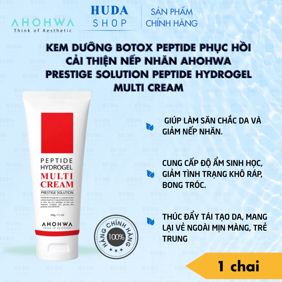 Kem dưỡng botox peptide phục hồi cải thiện nếp nhăn Ahohwa Prestige Solution Peptide Hydrogel Multi Cream