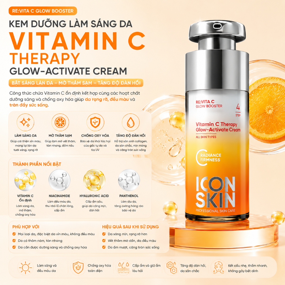 Kem dưỡng làm sáng da Icon Skin Vitamin C Therapy Glow-Active Cream
