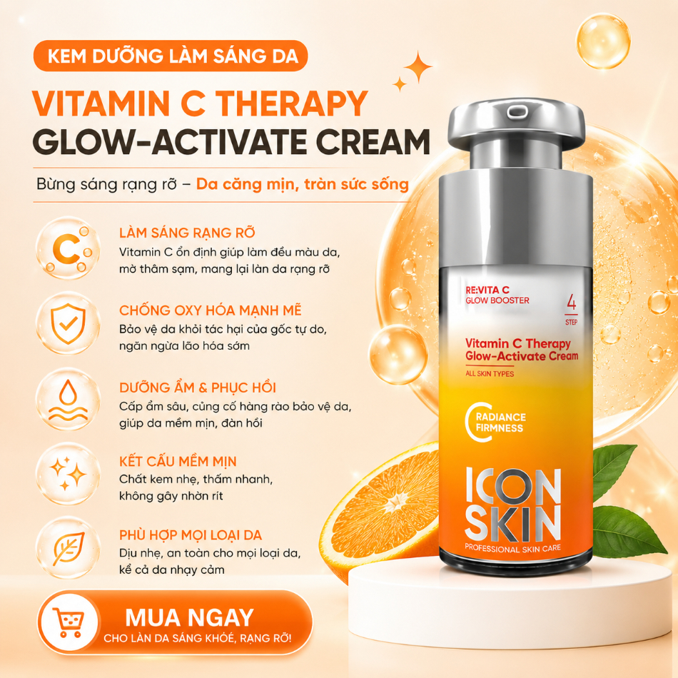 Kem dưỡng làm sáng da Icon Skin Vitamin C Therapy Glow-Active Cream