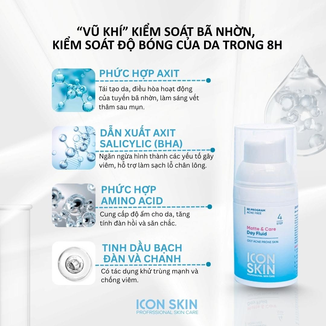 Kem dưỡng ngày cho da dầu, da hỗn hợp Icon Skin Matte & Care Day Fluid
