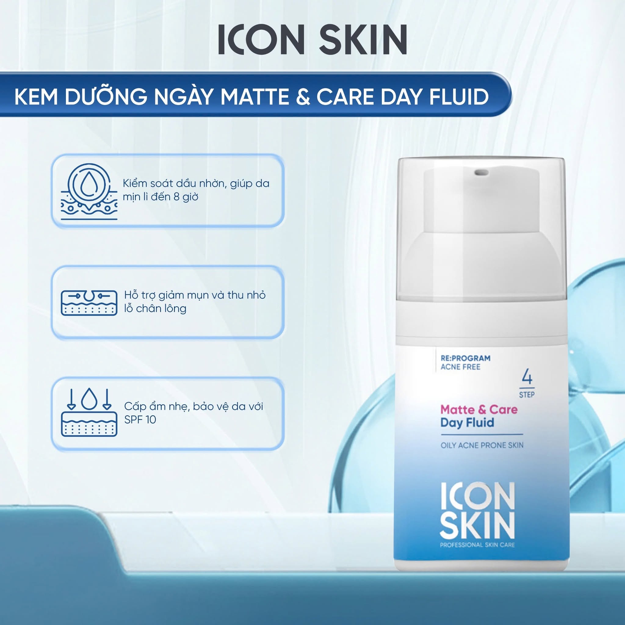 Kem dưỡng ngày cho da dầu, da hỗn hợp Icon Skin Matte & Care Day Fluid