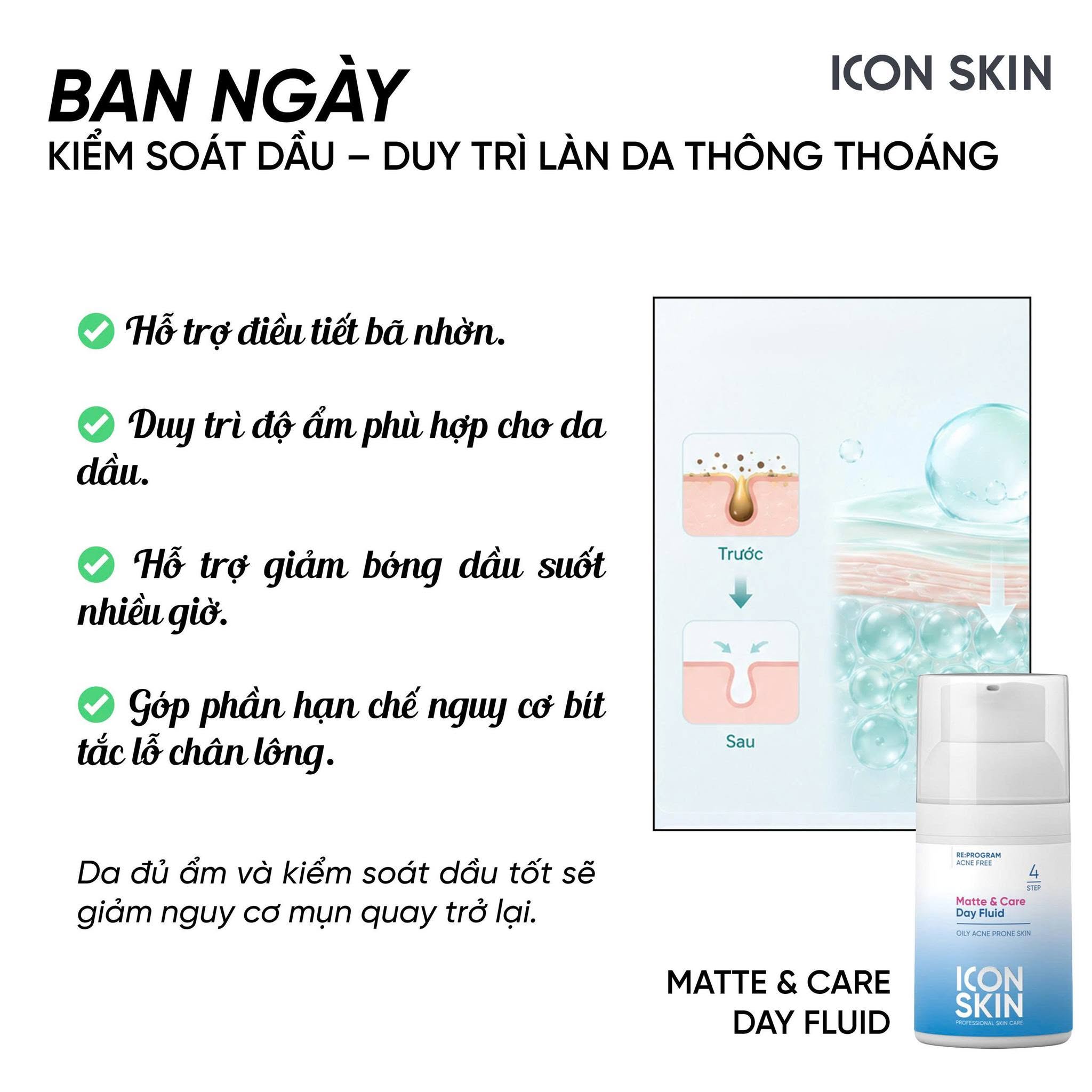 Kem dưỡng ngày cho da dầu, da hỗn hợp Icon Skin Matte & Care Day Fluid