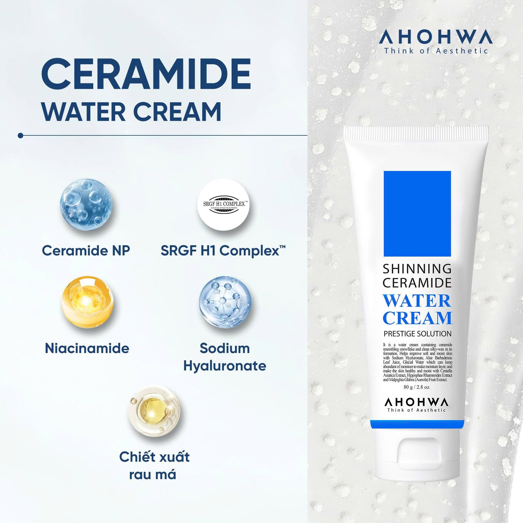 Kem dưỡng siêu cấp nước phục hồi hàng rào bảo vệ da Ahohwa Prestige Solution Shinning Ceramide Water Cream