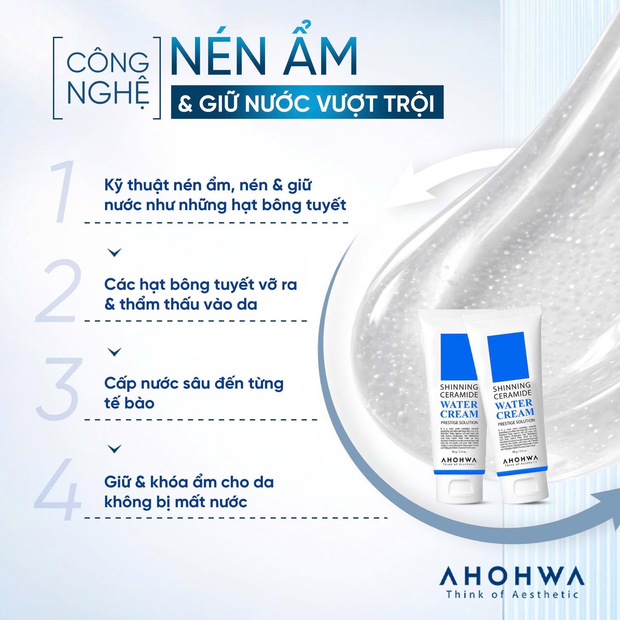 Kem dưỡng siêu cấp nước phục hồi hàng rào bảo vệ da Ahohwa Prestige Solution Shinning Ceramide Water Cream