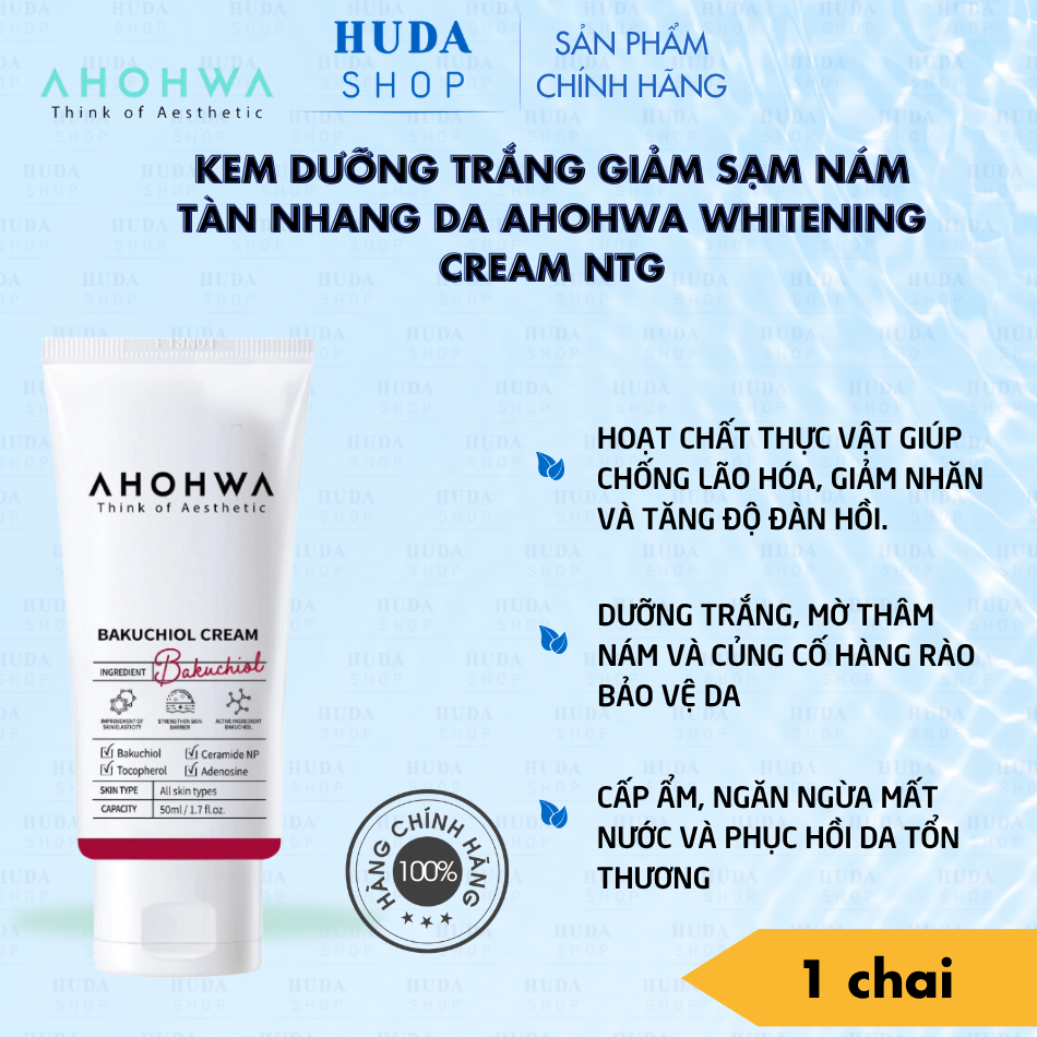 Kem dưỡng tái tạo trẻ hóa giảm nhăn Ahohwa Bakuchiol Cream