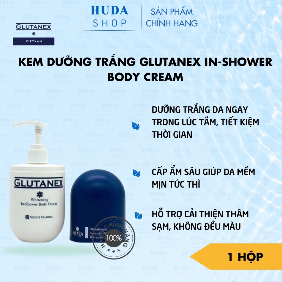 Kem dưỡng trắng Glutanex In-Shower Body Cream