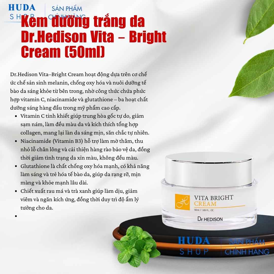 Kem dưỡng trắng da Dr.Hedison Vita – Bright Cream (50ml)