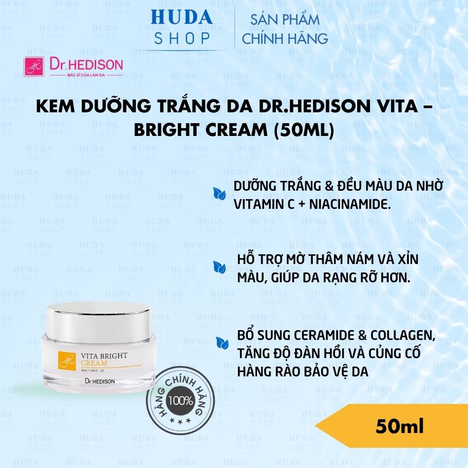 Kem dưỡng trắng da Dr.Hedison Vita – Bright Cream (50ml)