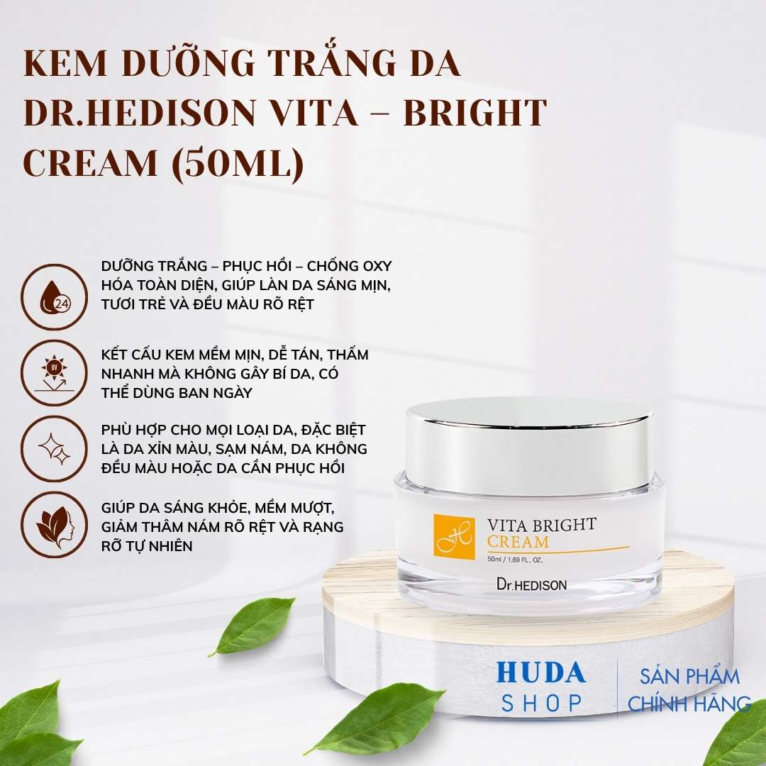 Kem dưỡng trắng da Dr.Hedison Vita – Bright Cream (50ml)