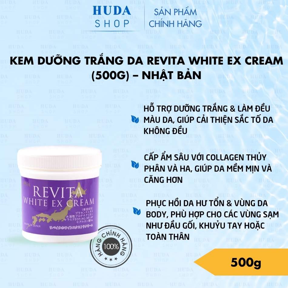 Kem dưỡng trắng da Revita White Ex Cream (500g) – Nhật Bản