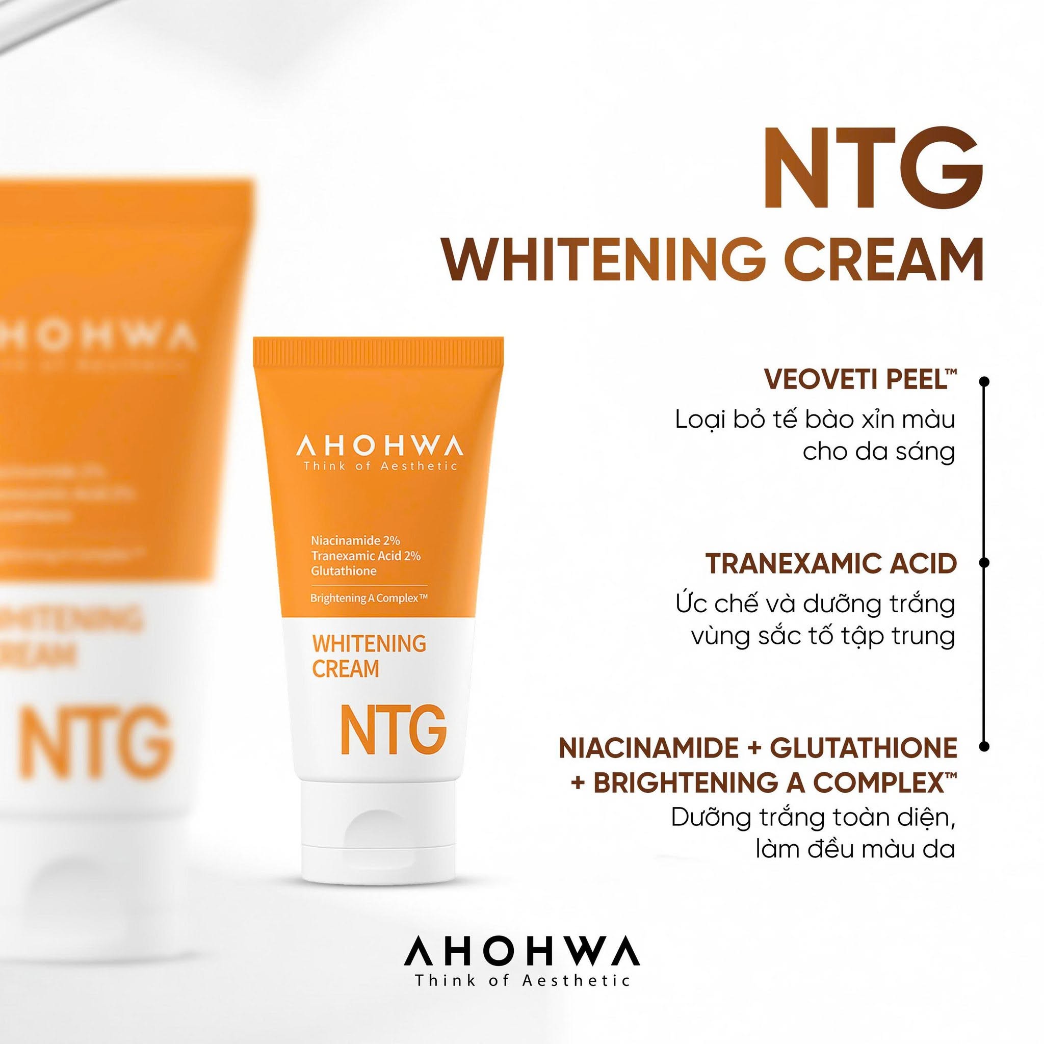 Kem dưỡng trắng giảm sạm nám tàn nhang da Ahohwa Whitening Cream NTG