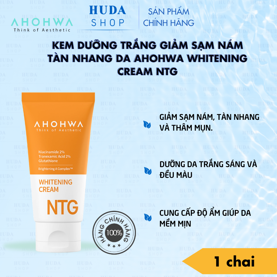 Kem dưỡng trắng giảm sạm nám tàn nhang da Ahohwa Whitening Cream NTG