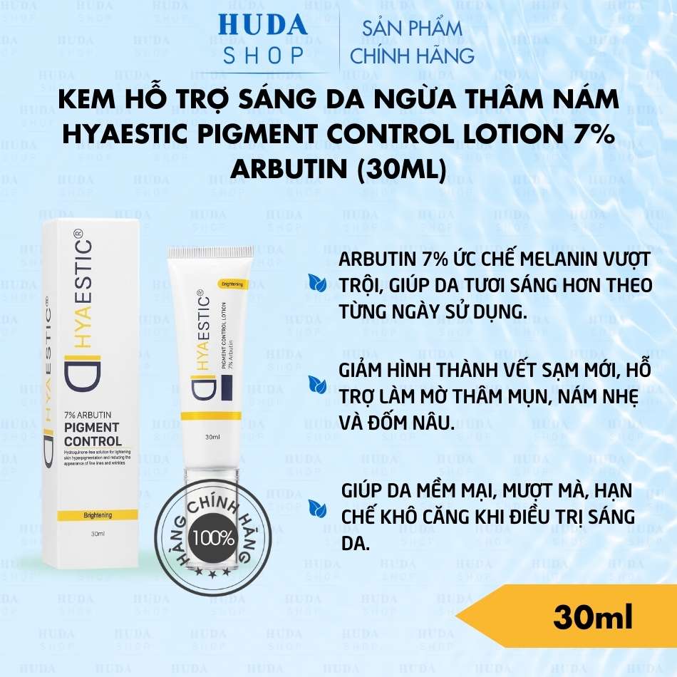 Kem hỗ trợ sáng da ngừa thâm nám Hyaestic Pigment Control Lotion 7% Arbutin (30ml)