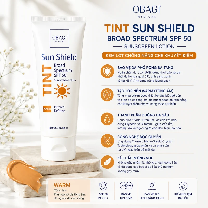 Kem lót chống nắng che khuyết điểm Obagi Tint SPF 50 Warm 85g