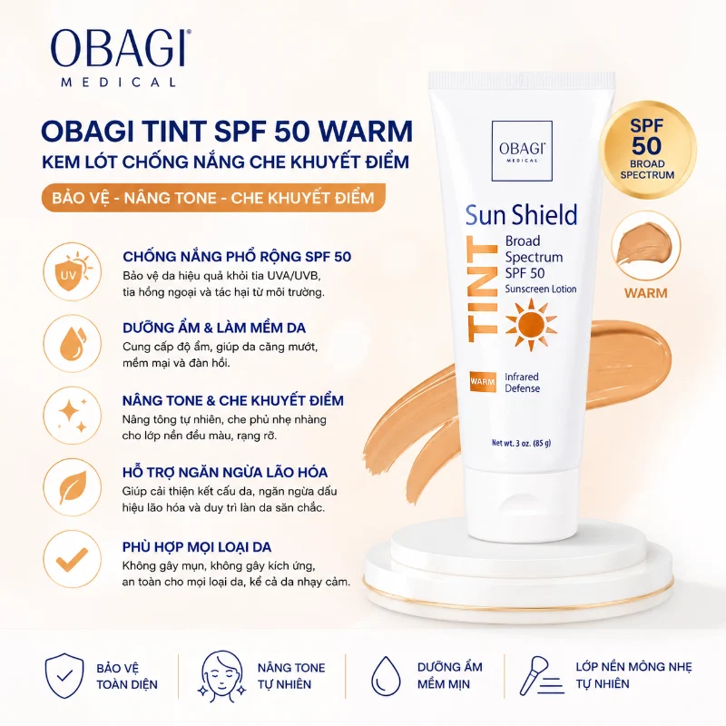 Kem lót chống nắng che khuyết điểm Obagi Tint SPF 50 Warm 85g