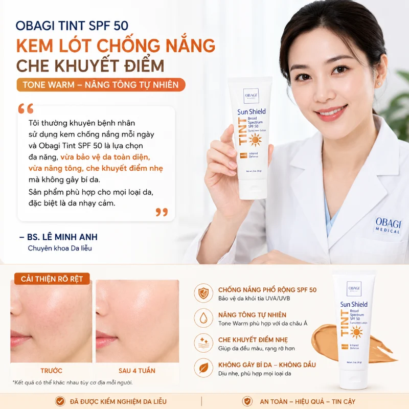 Kem lót chống nắng che khuyết điểm Obagi Tint SPF 50 Warm 85g