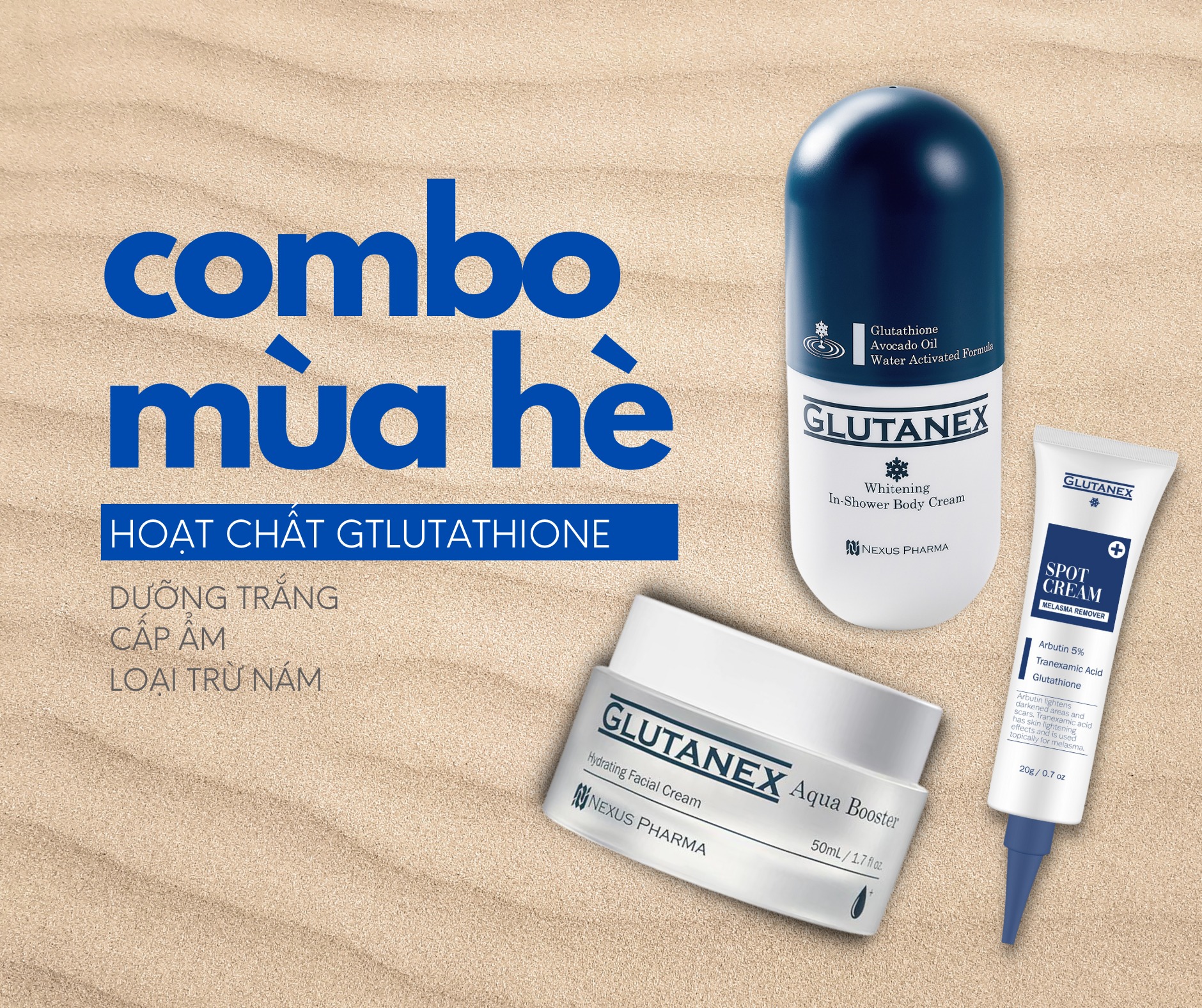 Kem Hỗ Trợ Mờ Nám, Cải Thiện Sắc Tố Da Glutanex Spot Cream Melasma Remover Arbutin 5%, Tranexamic Acid & Glutathione 20g Chính Hãng