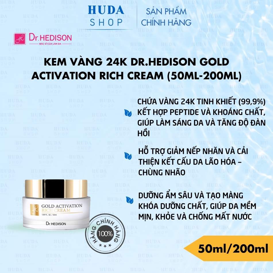 Kem vàng 24K Dr.Hedison Gold Activation Rich Cream (50ml-200ml)