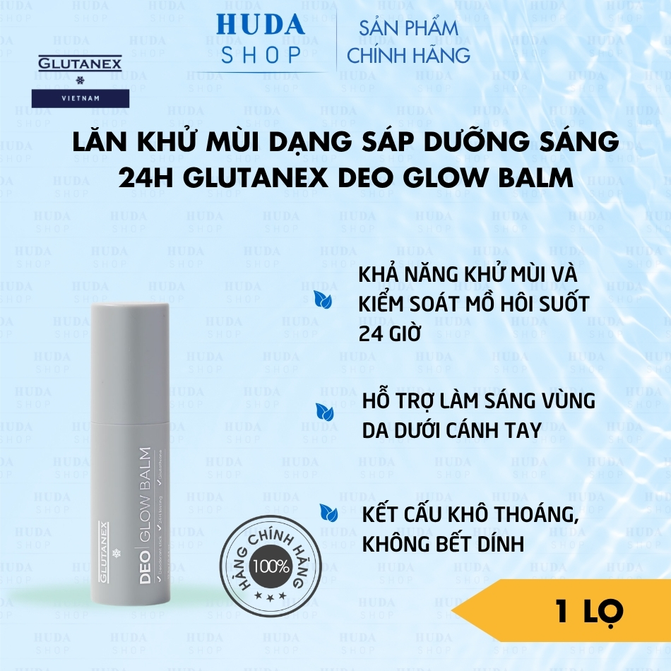 Lăn Khử Mùi Dạng Sáp Dưỡng Sáng 24H Glutanex Deo Glow Balm