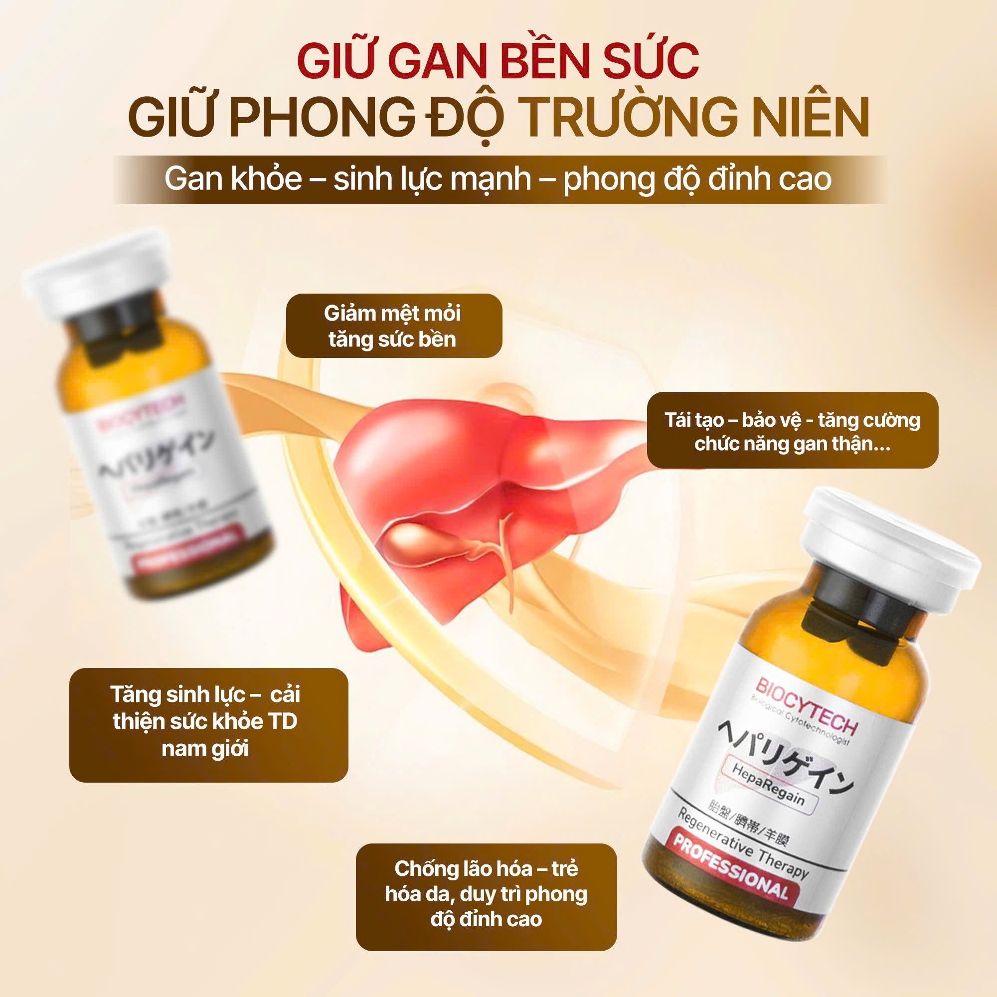 Liệu pháp tái tạo gan, cân bằng nội tiết Biocytech Heparegain Professional