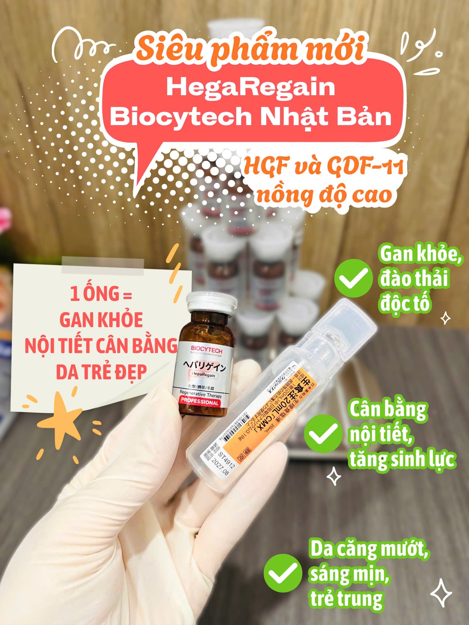 Liệu pháp tái tạo gan, cân bằng nội tiết Biocytech Heparegain Professional