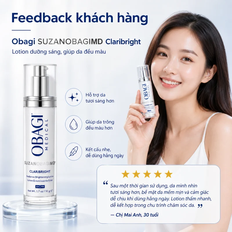 Lotion dưỡng sáng và giảm thâm nám SUZANOBAGIMD® Claribright – Giải pháp cải thiện sắc tố toàn diện